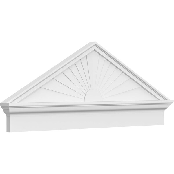 Ekena Millwork Peaked Cap Sunburst Architectural PVC Combination Pediment, 50"W x 19-3/8"H x 2-3/4"P (Pitch 6/12) PEDPC050X195PKC01 - main
